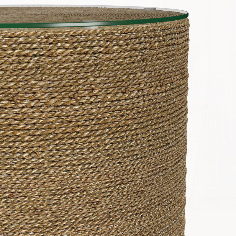 Table d'appoint ronde brun clair