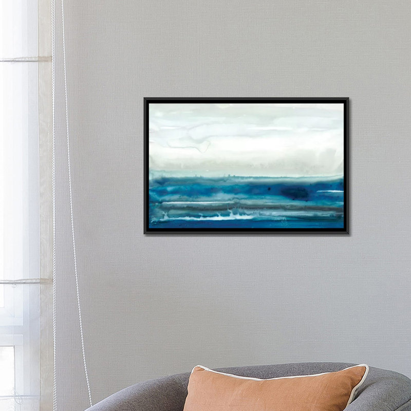 " Lake Country II " by Renée Stramel, Black Framed Canvas, No Mat, 32" H x 48" W x 1.5" D
