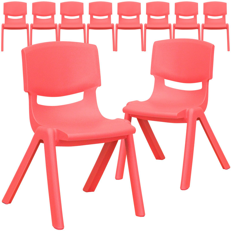 Chaises préscolaires empilables en plastique de 12 po Goddard par Flash Furniture, Rouge, 12"