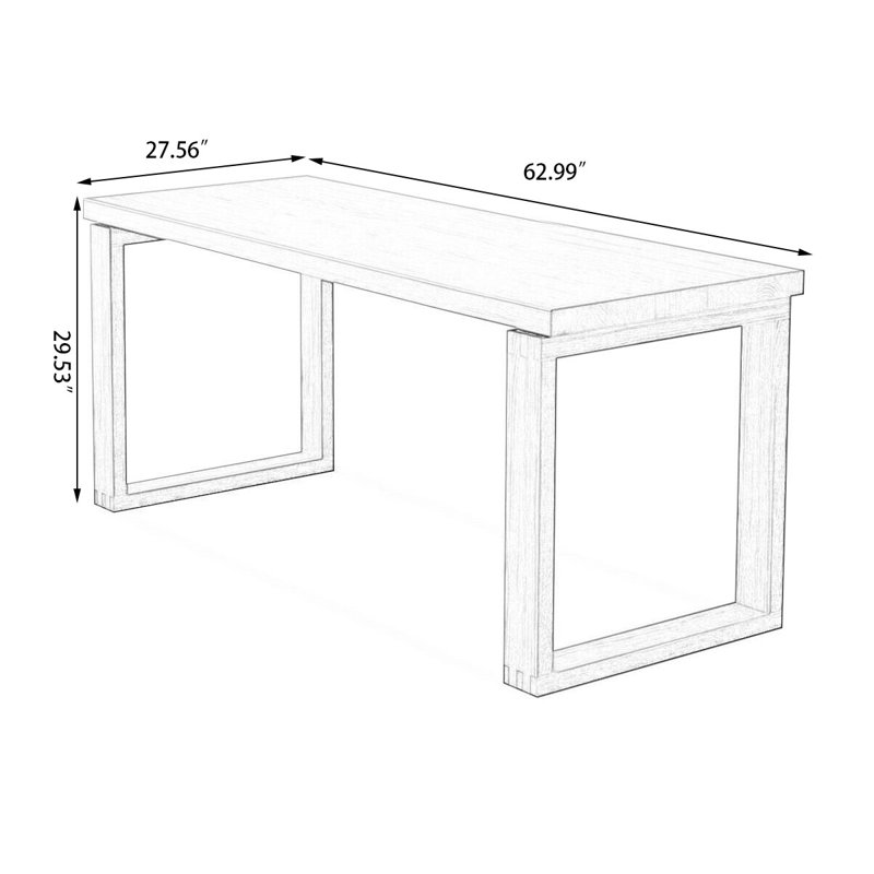 Bureaux rectangulaires bruns en bois massif, H 29,53 po x l 62,99 po x P 23,62 po