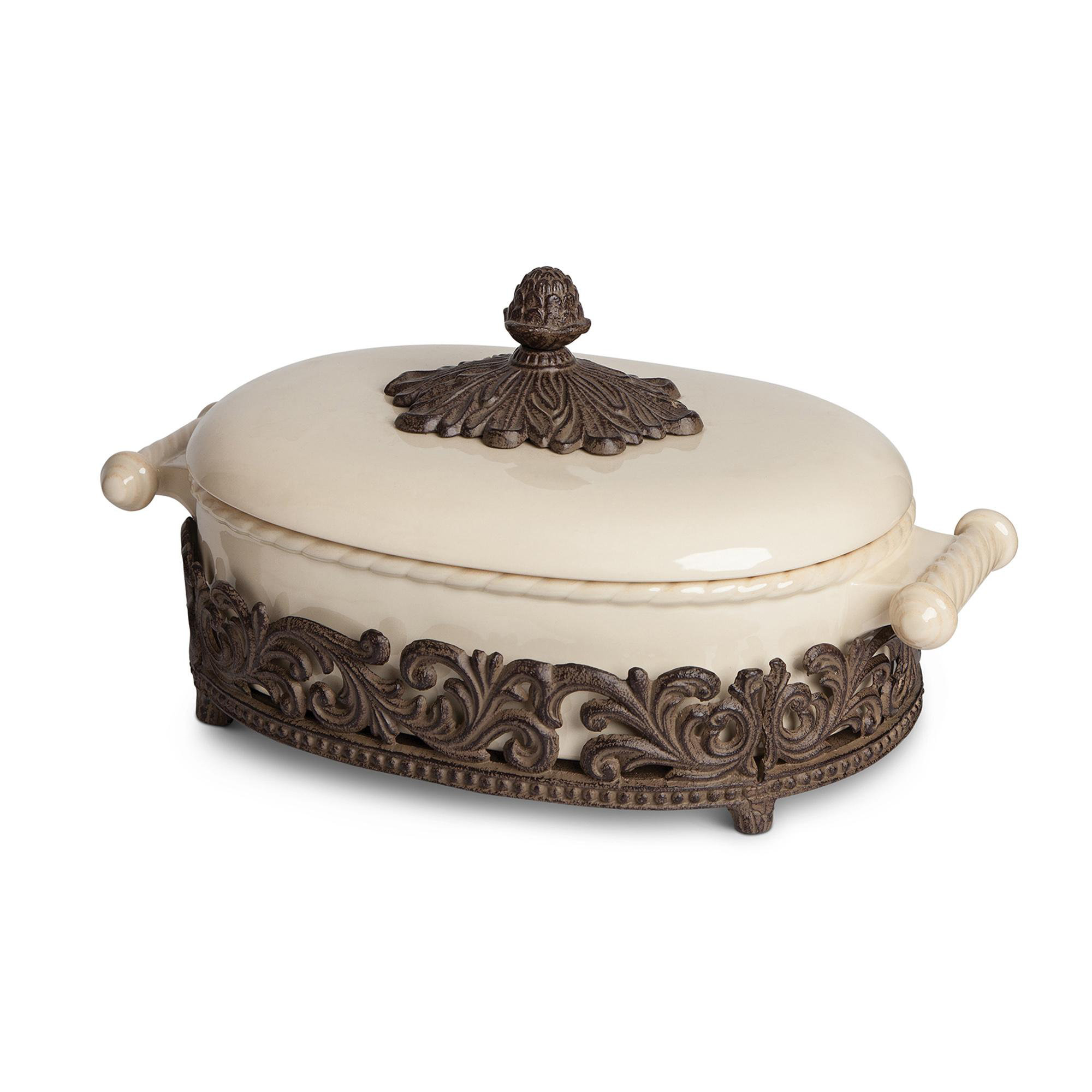 Park Hill Collection Acanthus Stoneware Lidded Casserole Dish | Perigold