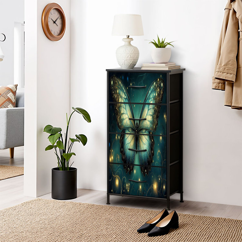 Commode pour commode de chambre à coucher pour placard à brume papillon irisée et commode à tiroirs