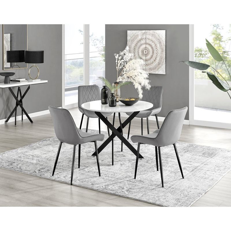 Eubanks 4 - Person Dining Set, Grey/Black