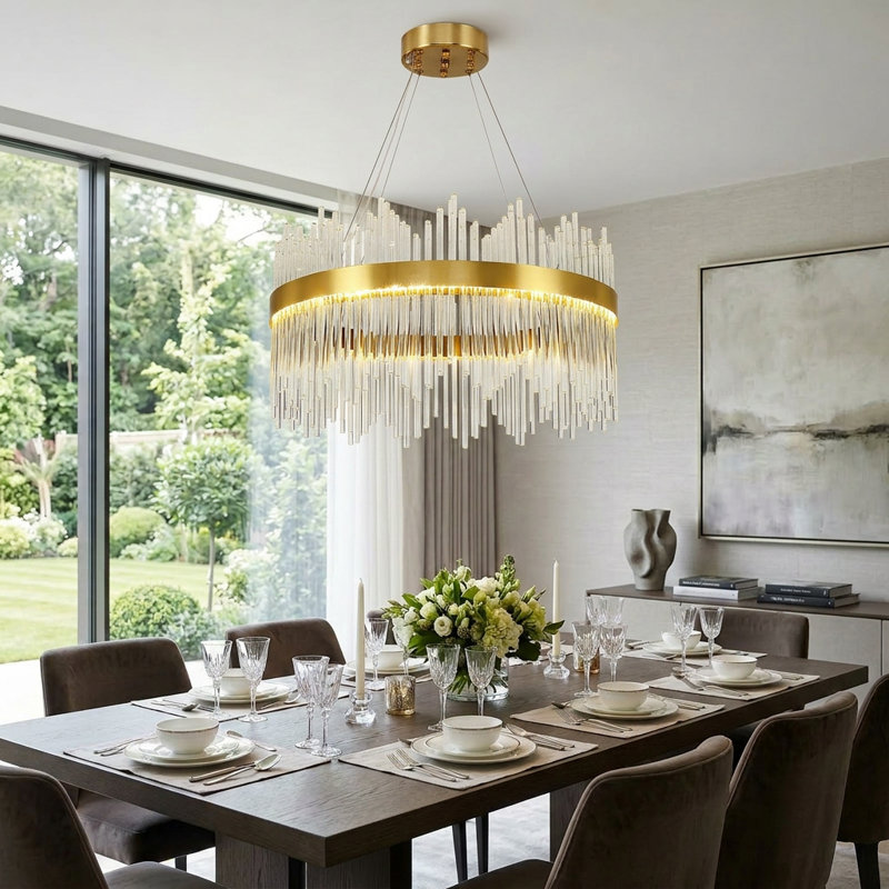 LED Chandelier, Gold, 60 W, 26cm H x 60cm W x 60cm D