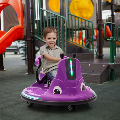 12V Kids Battery Powered Ride On Bumper Car with 360-degree spin, Remote Control, Music and Lights for Kids 3-6