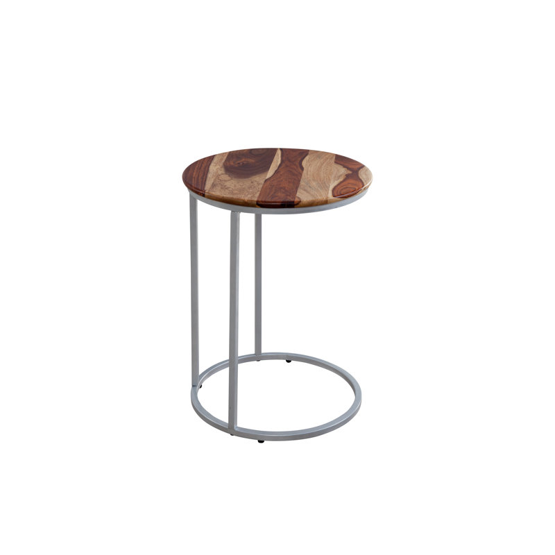 Table en C en bois de manguier massif et métal