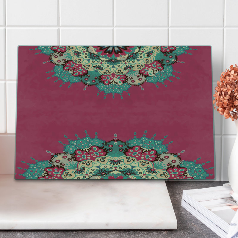 Ambesonne Mandala Cutting Board Large Size Eastern Boho Floral Multicolor
