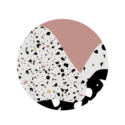 «Mambo Art Studio Terrazzo in Pink Circle» par Maria Carolina Espindola - reproduction d'art sur toile tendue