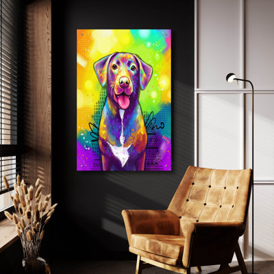 Art mural en verre épique «Pop Art Labrador Retriever» par Furbaby Affiliates