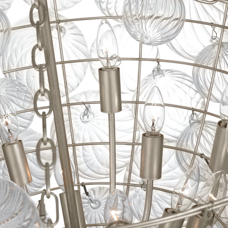 Talia 15 - Light Chandelier, Burnished Silver Leaf
