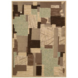 Abstract Brown/Green/Black Area Rug