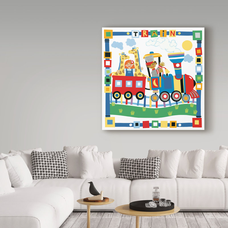 « children on train », art sur toile, H 24 po x l 24 po x P 2 po
