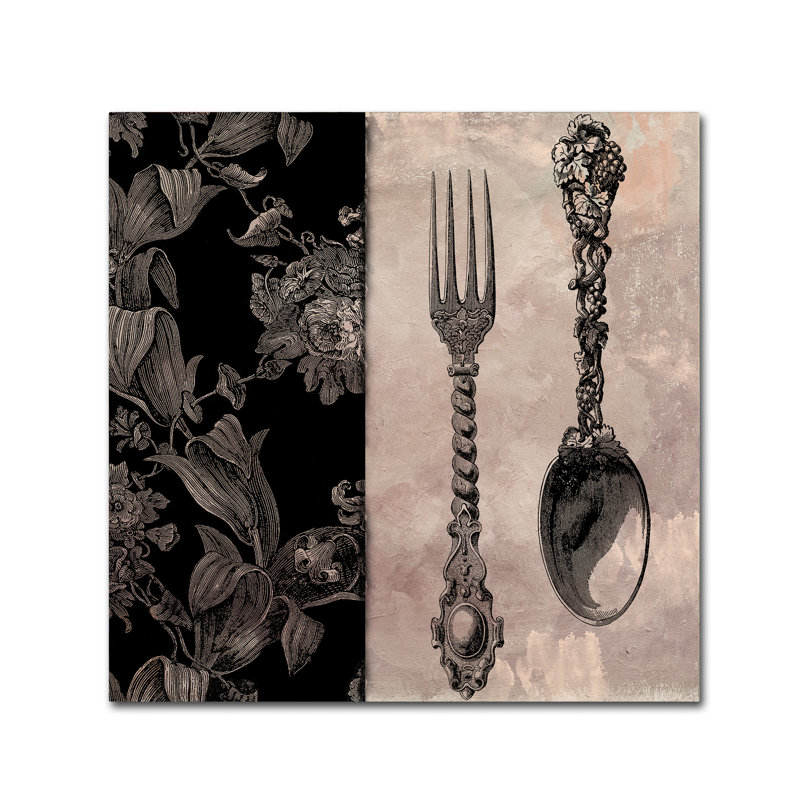 Victorian Table IV Black and Gray Framed Canvas Art
