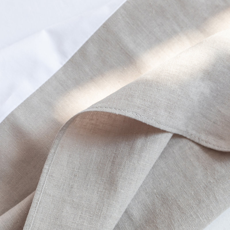 French Linen Bed Skirt with Pleated Corner Drop, King, Grey, 14