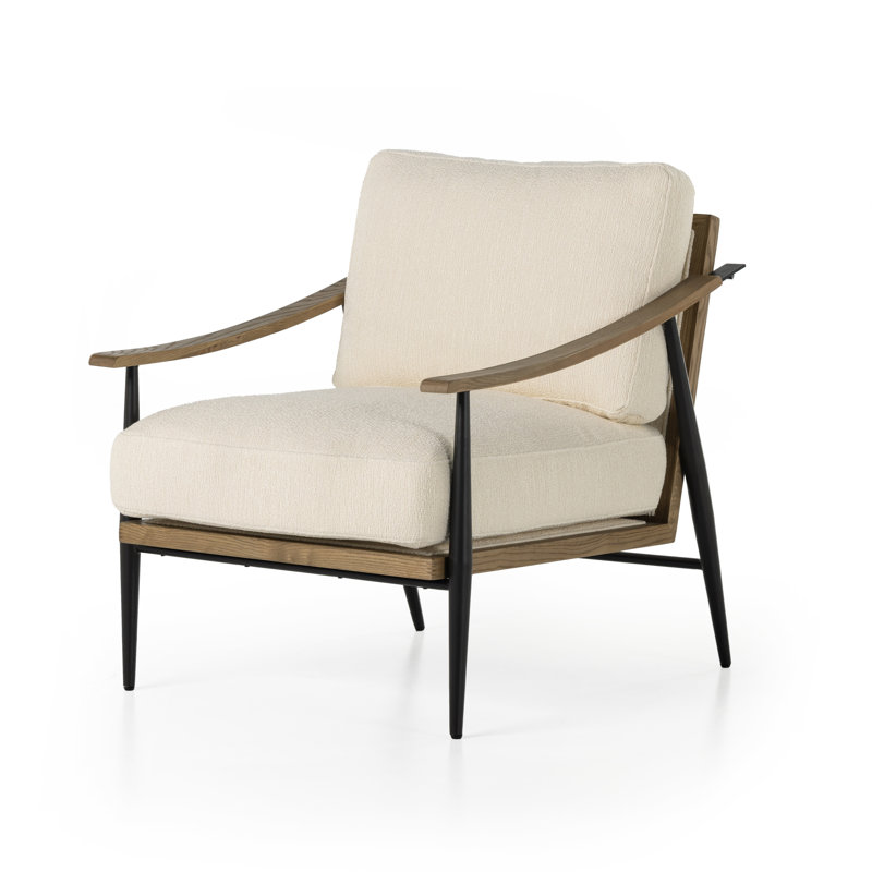 Fauteuil club Paralimni, Mélange de polyester ivoire Kerbey