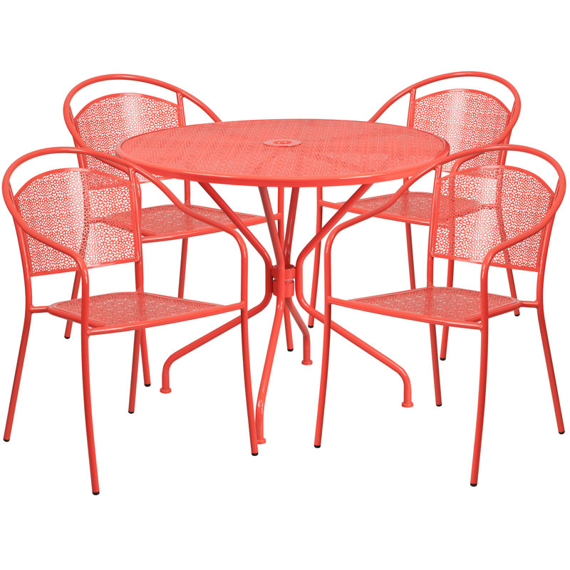 Ensemble de salle à manger pour terrasse avec chaises empilables l 35,25 po Chanea, Corail