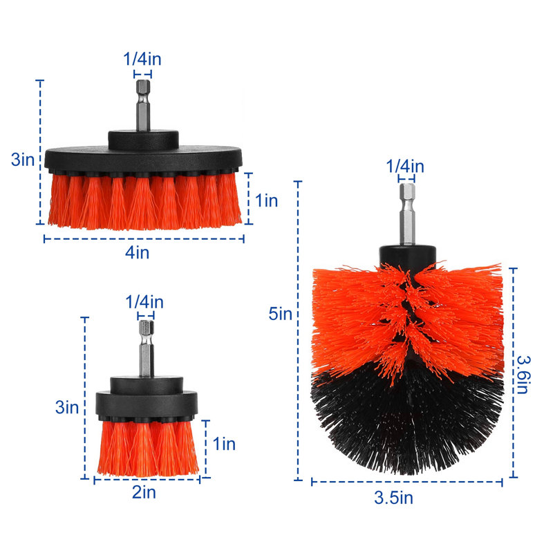 Drill Brush Attachments Set, Red