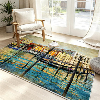 Tapis transparent lavable à la machine, romantique, artistique et rétro Venise