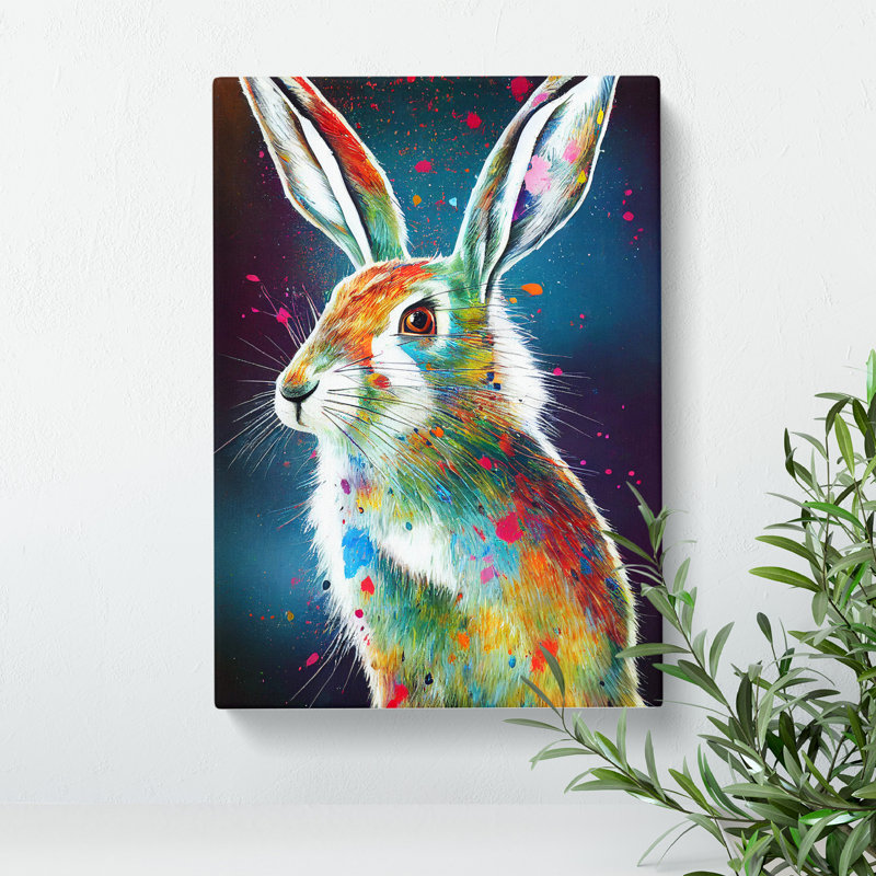 Painted Hare No.4 Abstract - Wrapped Canvas, 76cm H x 50cm W x 3cm D