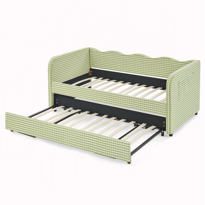Lit de jour simple, canapé-lit convertible polyvalent 3 en 1 Gingham, Simple, Green