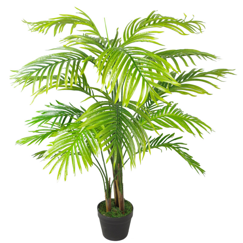 130cm Faux Palm Tree in Metal Planter, Gold