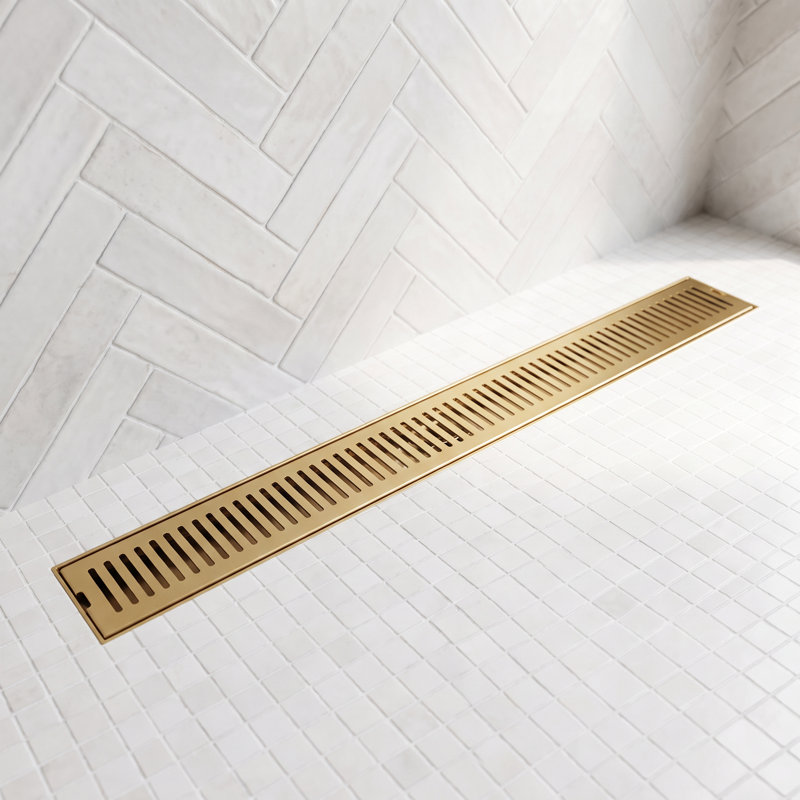 Elan 24" Rectangular Grate Linear Grid Shower Drain, Matte Brushed Gold