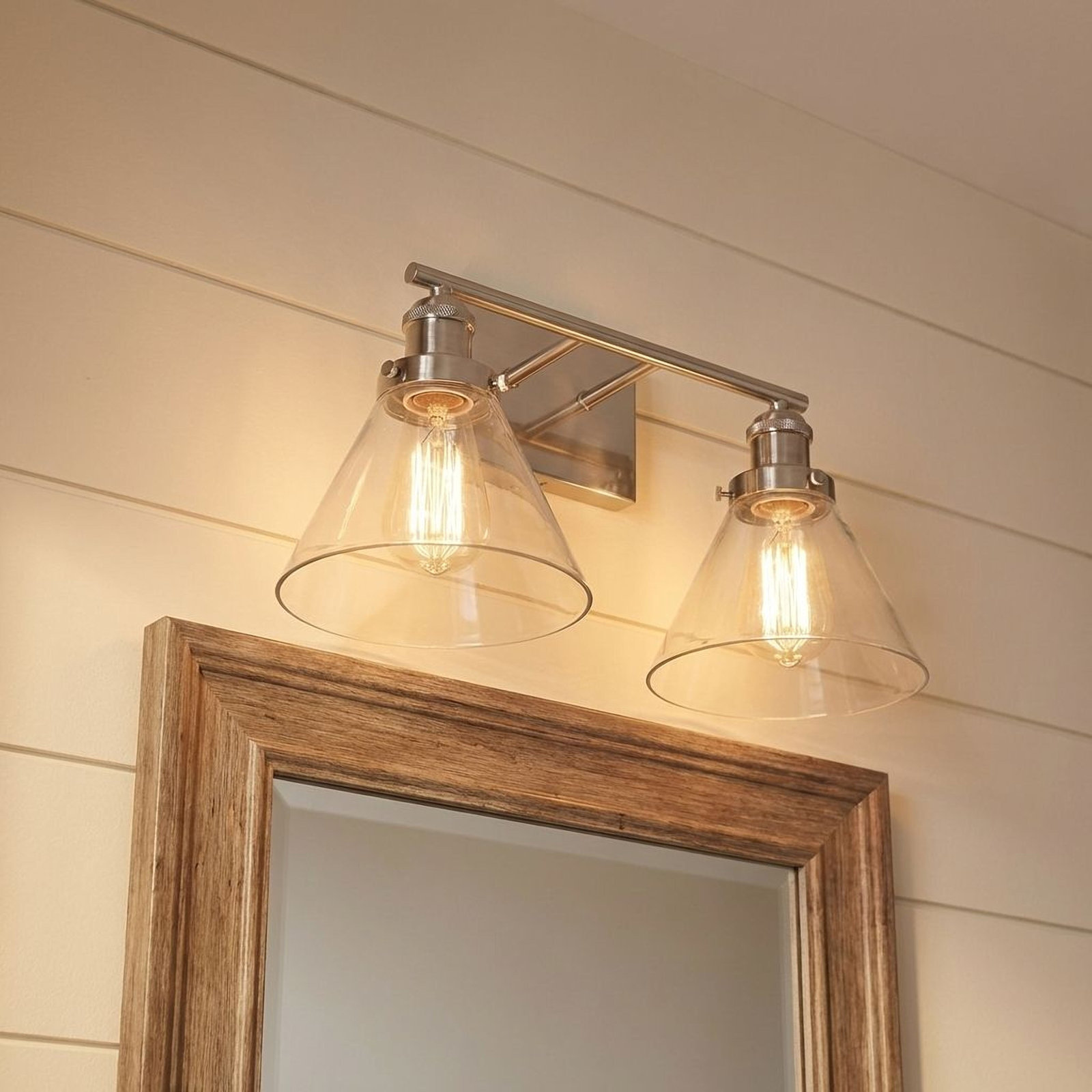 Catalina 2 Light Transparent Dimmable Bath Sconce, Polished Nickel