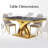 Reesheda Rectangular Faux Marble Top with Stainless Steel Base Dining Table