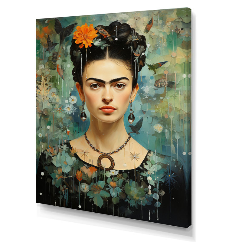 Camac sarcelle, corail, Mexique, art avec autoportrait - impression, H 40 po x l 30 po x P 1,5 po, Toile tendue