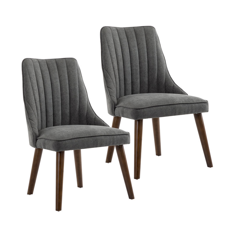 Chaise d'appoint rembourrée et capitonnée, Gris foncé