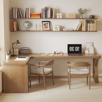 Bureaux rectangulaires en bois massif brun