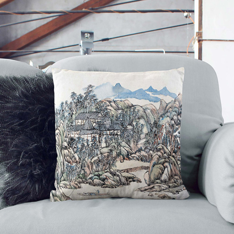 Abstract Square Cushion, 55cm H x 55cm W x 20cm D, Stone