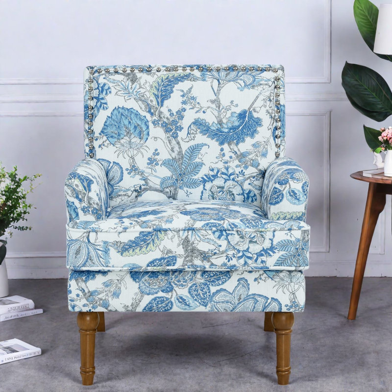 Fauteuil de ferme en bois et tissu Floral