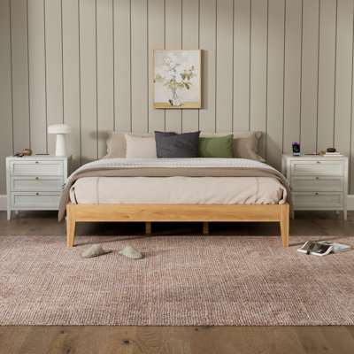 Table de chevet Farmhouse avec multiprise intégrée pour chambre à coucher, salon