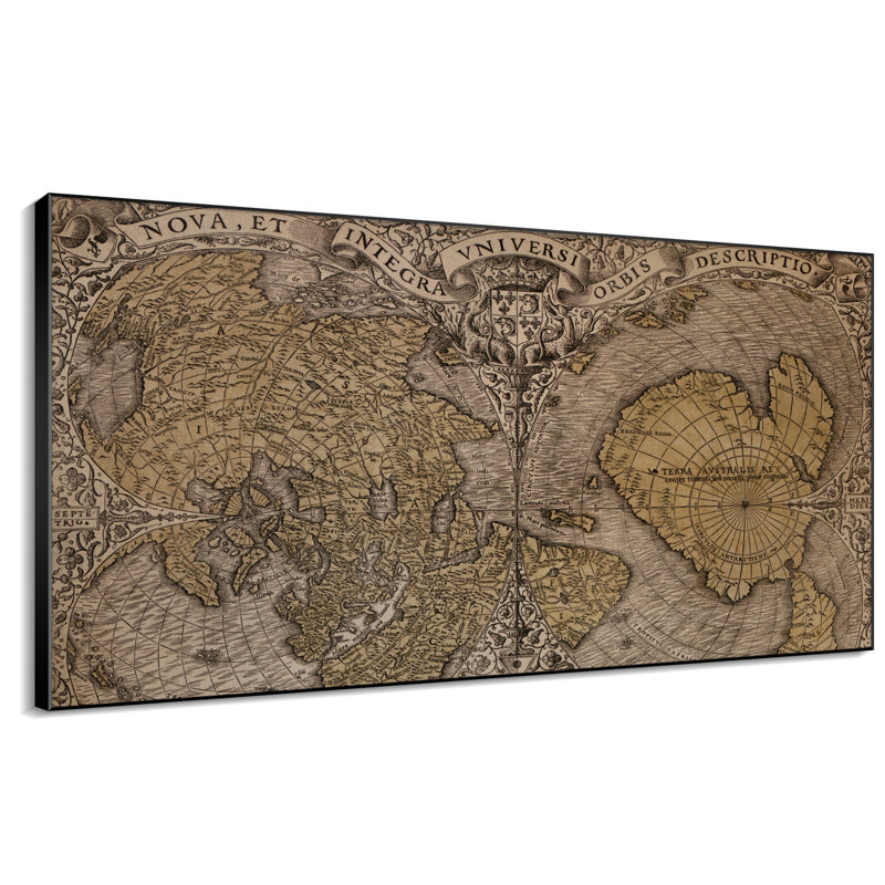 Extra Large Wall Art Fabric Print - Vintage World Map Art, Old-World Style Antique Map Artwork Decor for Living Room or Bedroom - "Frame Assembly Required (Unfinished Frame)"