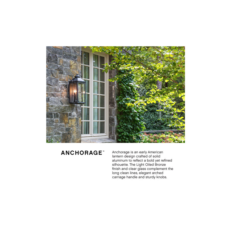 Anchorage 2-Light Outdoor Wall Lantern, 21.5" H x 11" W x 9"" D, Light Oiled Bronze
