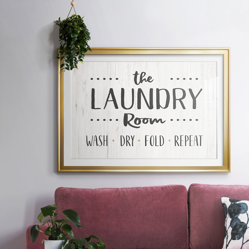 "The Laundry Room", art textuel sur papier, H 30 po x l 44 po x P 1,5 po, Or