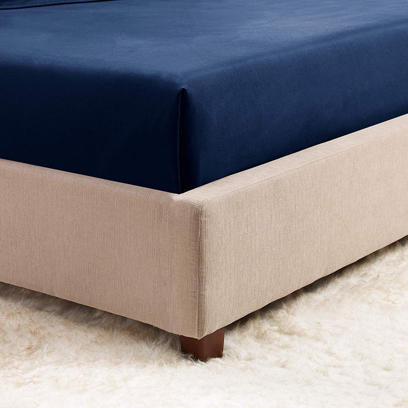Microfiber Fitted Sheet, Navy Blue, Queen