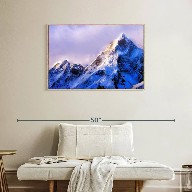 Sommet du mont Everest, Cadre flottant en bois naturel, 37 po x 25 po