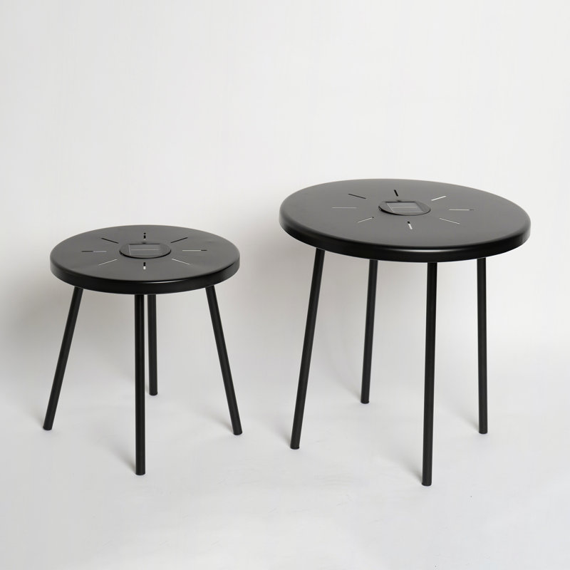 2-Pack Solar Powered Side Table Set with LED Light