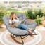 Chaise berçante, fauteuil Papasan surdimensionné avec coussin et structure, fauteuil à bascule moderne et confortable pour le salon, la cour arrière