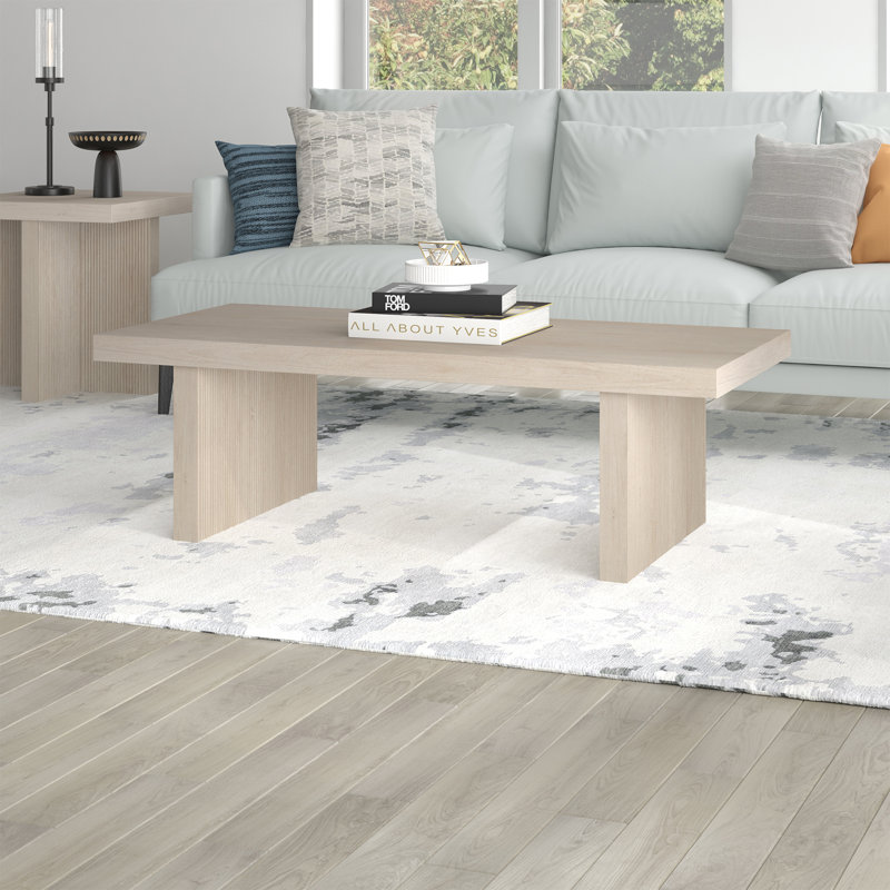 Soren 48" Wide Rectangular Coffee Table, Alder White