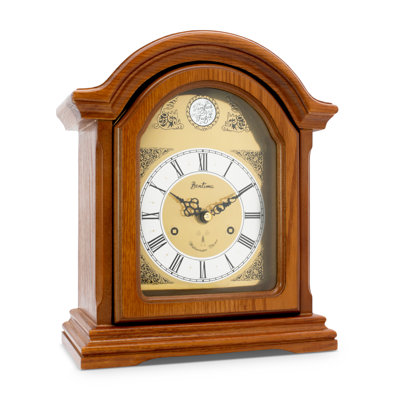 Acctim Redbridge Mantel Clock Radio Controlled Crafted Wood Westminster Hourly Chime Dark wood