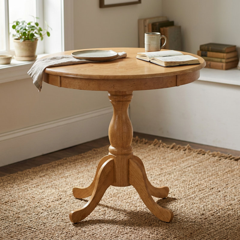 Ensemble de 3 tables de salle à manger en chêne et bois d'hévéa