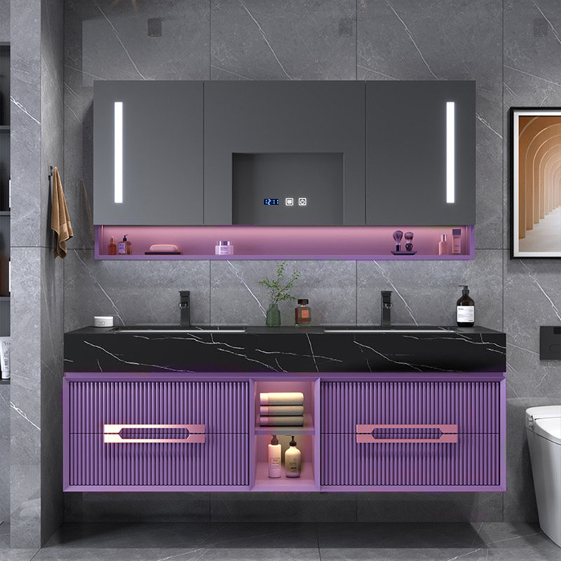 Armoire de salle de bain moderne, simple et luxueuse, 55", Mauve