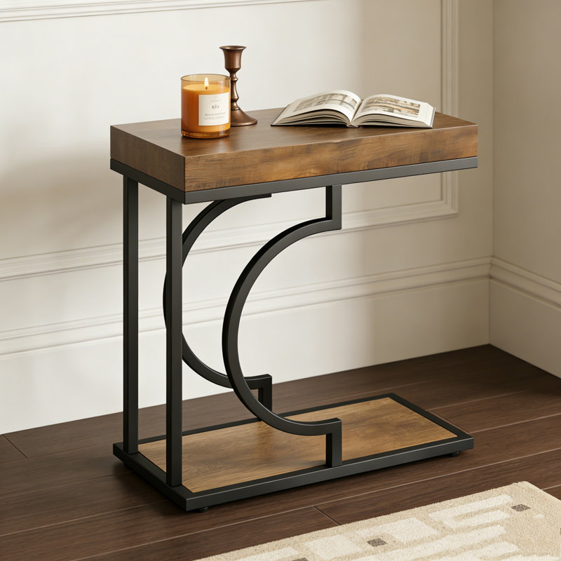 Table de bout moderne étroite C, Brun et noir