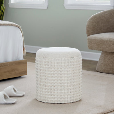 Rangement en laine de 18 pouces avec texture tissée 3D, couvercle amovible, rangement intérieur, capacité de poids de 250 lb, 18 po de laine, style texturé, utilisation seulement,