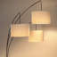 Lampe sur pied DEL Trilage 84 po avec 3 bras réglables, abat-jour tambour en tissu brun clair, finition bronze et base en marbre noir, ampoules incluses-26907501