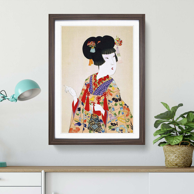 True Beauty by Toyohara Chikanobu - Picture Frame Painting Print, 36cm H x 27cm W x 2cm D, Walnut Framed