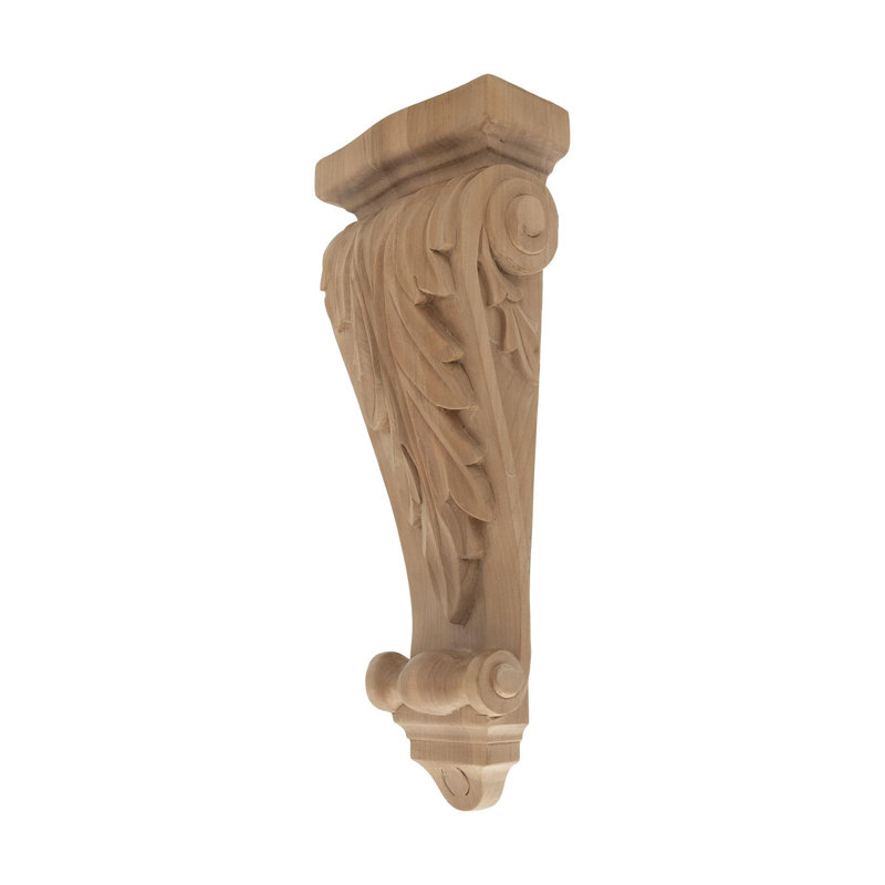 Small Hand Carved Cherry Wood Acanthus Leaf Corbel